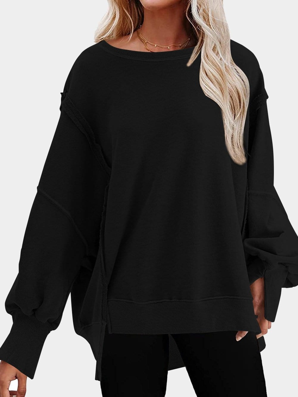 Oversized Crewneck Pullover Workout Long Sleeve Hoodie