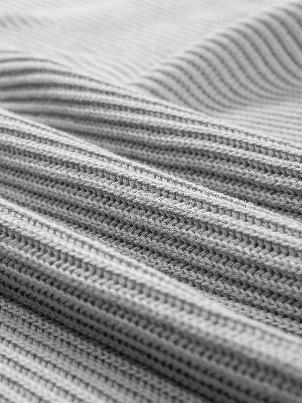 Oversized Gray Round Neck Sweater with Side Slits