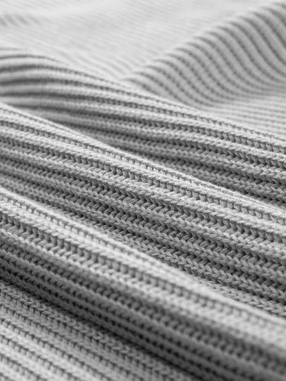 Oversized Gray Round Neck Sweater with Side Slits