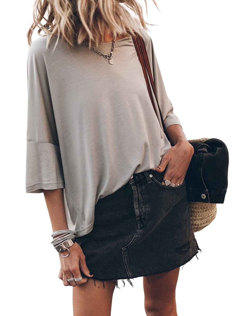 Oversized Heather Grey Relaxed Fit Tee