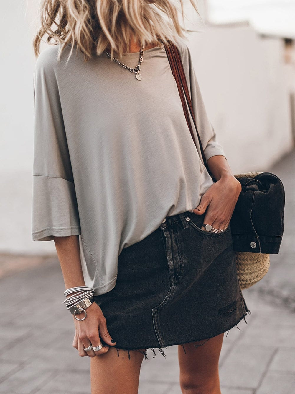 Oversized Heather Grey Relaxed Fit Tee