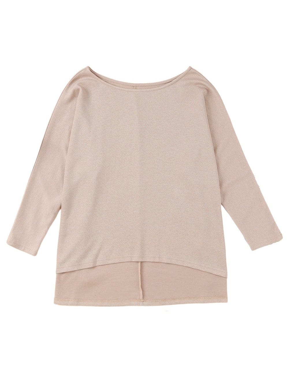 Oversized Khaki Knit Top with Three Quarter Sleeves