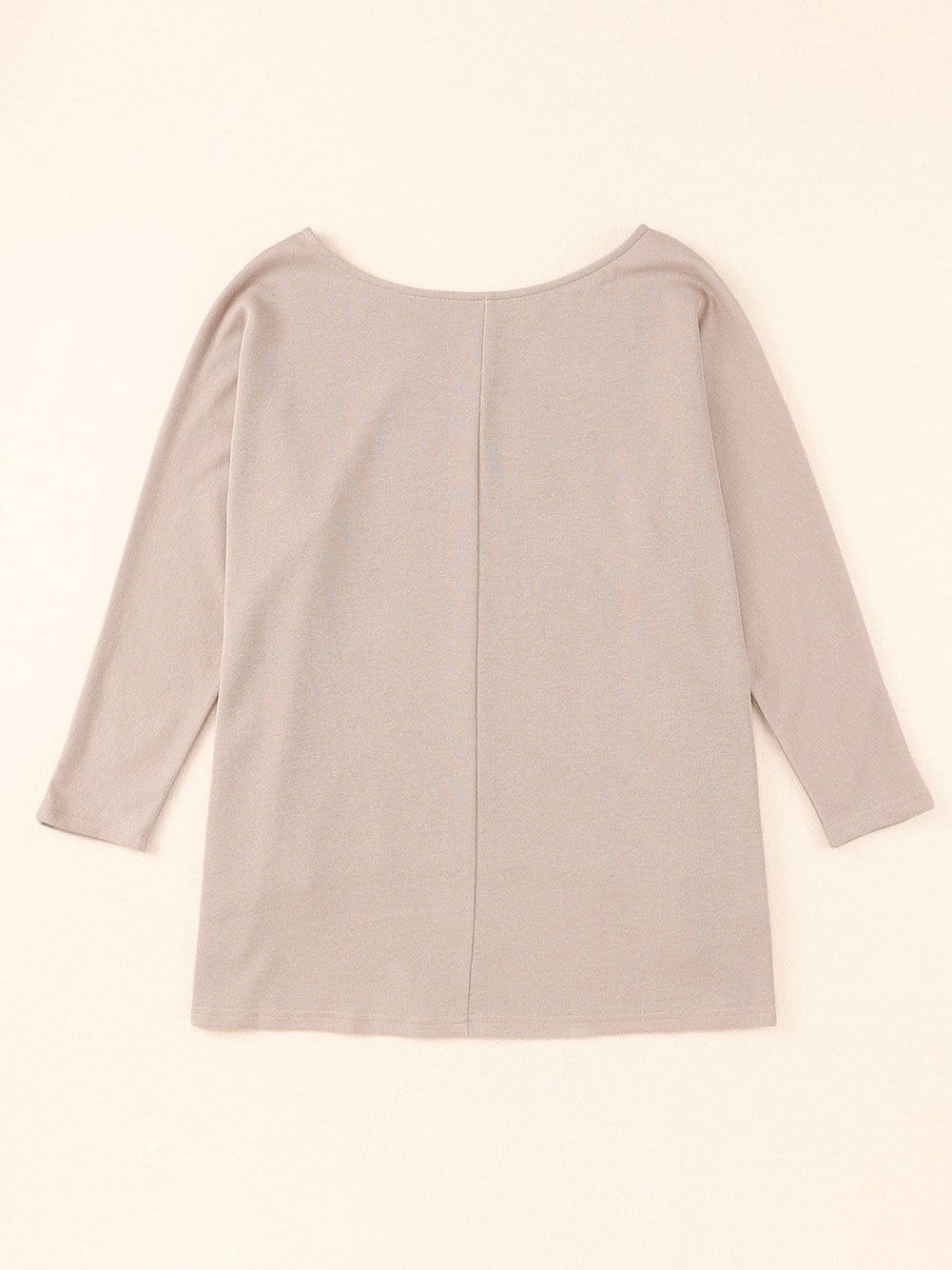 Oversized Khaki Knit Top with Three Quarter Sleeves