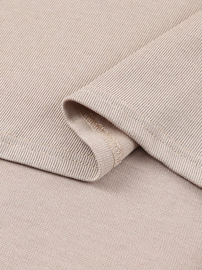 Oversized Khaki Knit Top with Three Quarter Sleeves