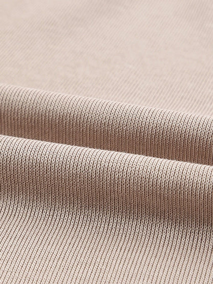 Oversized Khaki Knit Top with Three Quarter Sleeves