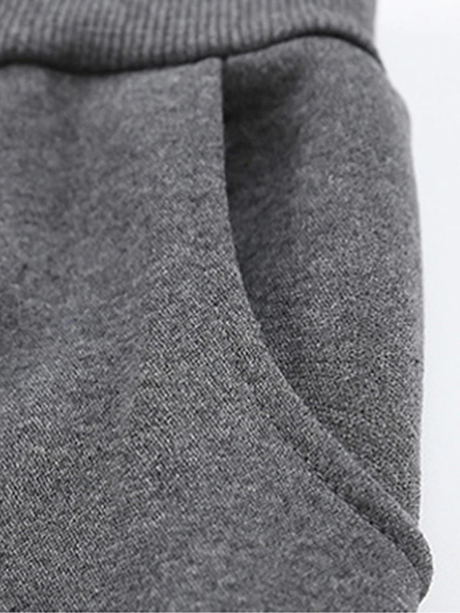 Women's Fleece Pants Polyester Solid Color Light Gray Dark-Gray Fashion High Waist Full Length Street Daily Fall Winter