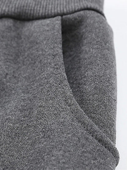 Women's Fleece Pants Polyester Solid Color Light Gray Dark-Gray Fashion High Waist Full Length Street Daily Fall Winter