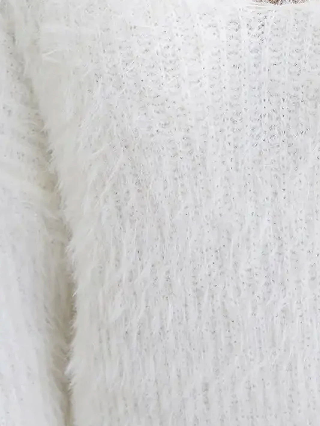 Women's Pullover Sweater Jumper Crew Neck Fuzzy Knit Cotton Blend Glitter Oversized Fall Winter Regular Daily Weekend Casual Long Sleeve Solid Color White Pink S M L