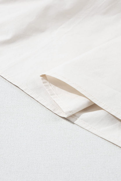 Pale Khaki Contrast Poplin Mini Dress with Ruffle Details