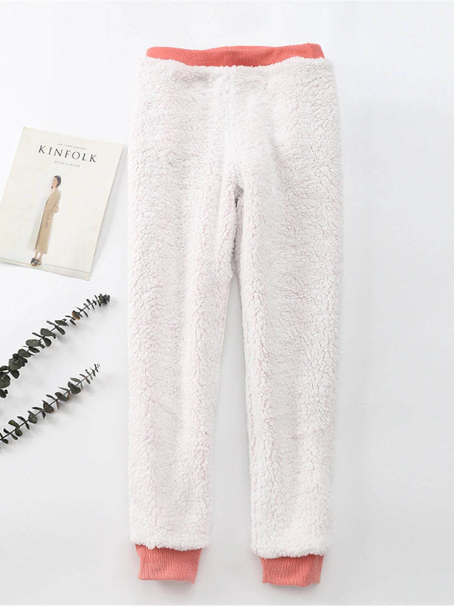 Women's Fleece Pants Cotton Solid Color claret Light Gray Fashion High Waist Full Length Street Daily Fall Winter