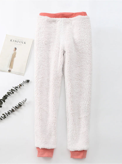 Women's Fleece Pants Cotton Solid Color claret Light Gray Fashion High Waist Full Length Street Daily Fall Winter