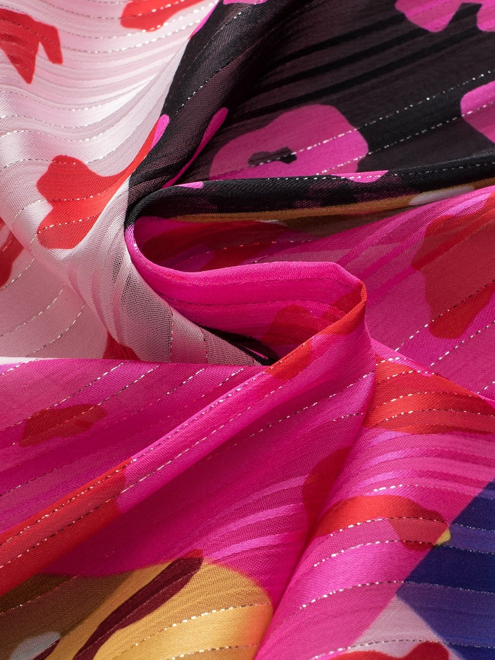 Patchwork Rose Leopard Print Pleated Top