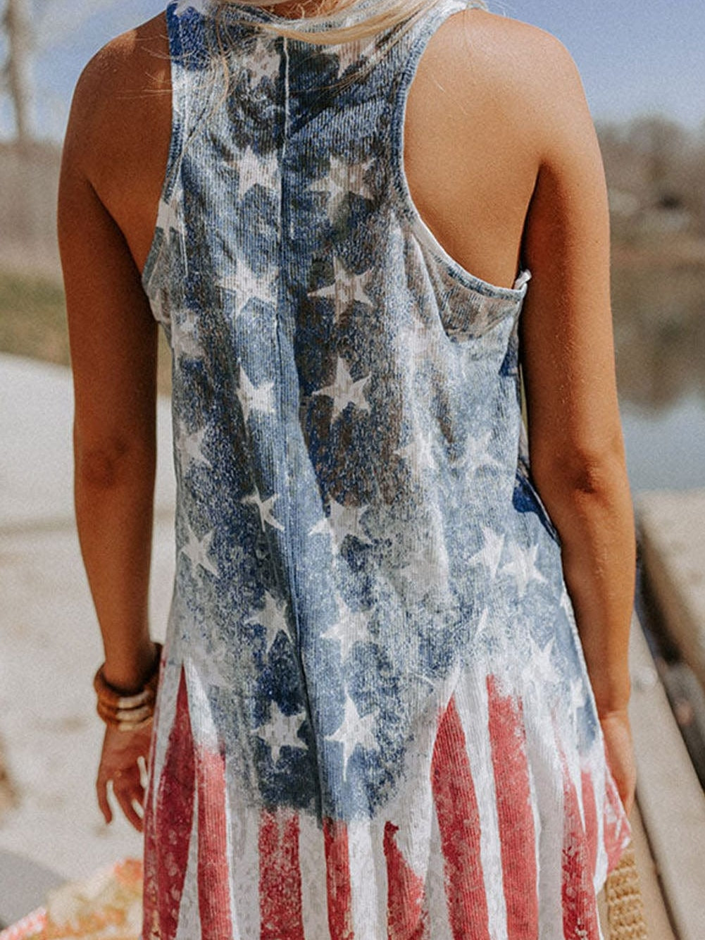 Patriotic Flag Print Racerback Tank Top