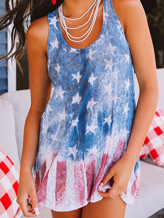 Patriotic Flag Print Racerback Tank Top
