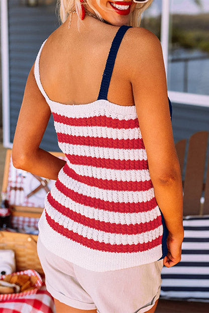 Patriotic Red Striped Star Tank Top
