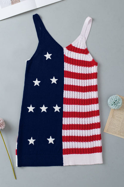 Patriotic Red Striped Star Tank Top