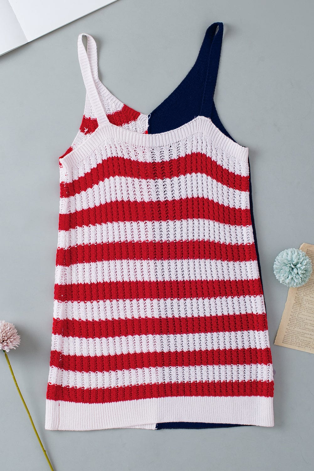 Patriotic Red Striped Star Tank Top