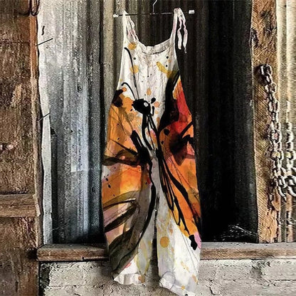 Jumpsuits for Women Print Animal Trug Life Square Neck Casual Daily Holiday Regular Fit Sleeveless Blue Purple Yellow S M L Spring Summer Fall