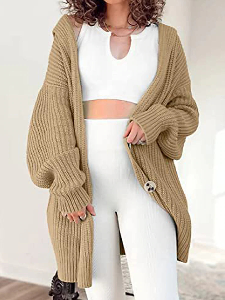 Women's Cardigan Sweater Shirt Collar Ribbed Knit Acrylic Patchwork Button Fall Winter Long Daily Going out Weekend Stylish Casual Soft Long Sleeve Solid Color Black White Yellow S M L