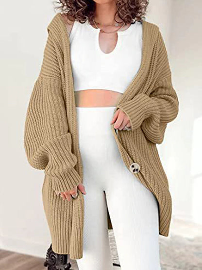 Women's Cardigan Sweater Shirt Collar Ribbed Knit Acrylic Patchwork Button Fall Winter Long Daily Going out Weekend Stylish Casual Soft Long Sleeve Solid Color Black White Yellow S M L