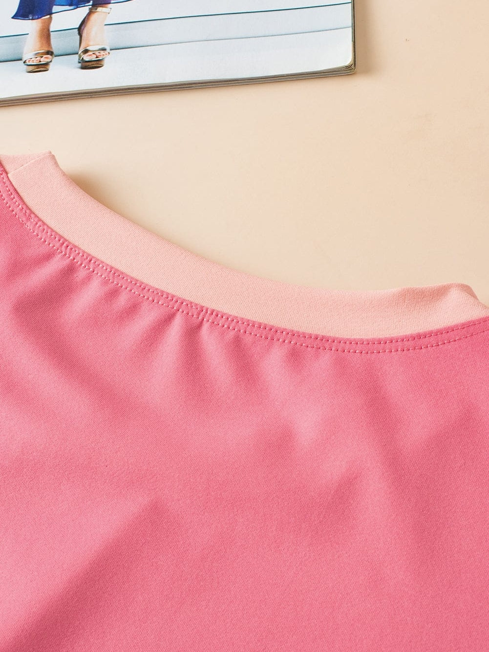 Peach Blossom Colorblock Cap Sleeve Tee & Shorts Ensemble