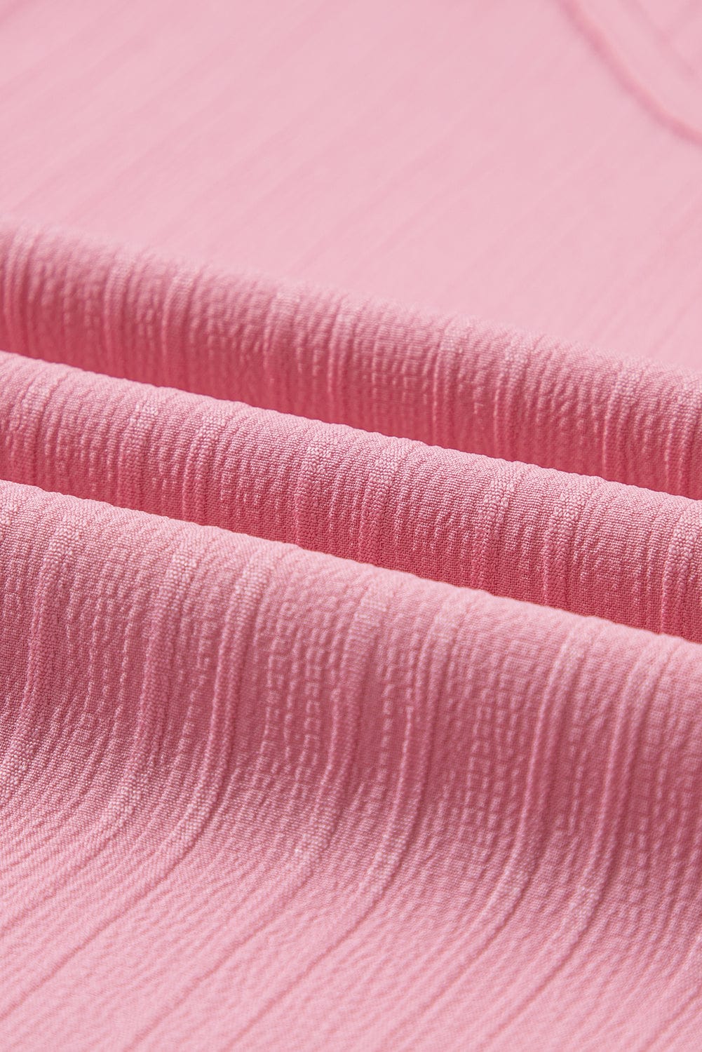 Peach Blossom Textured V Neck Ruffle Sleeve Top