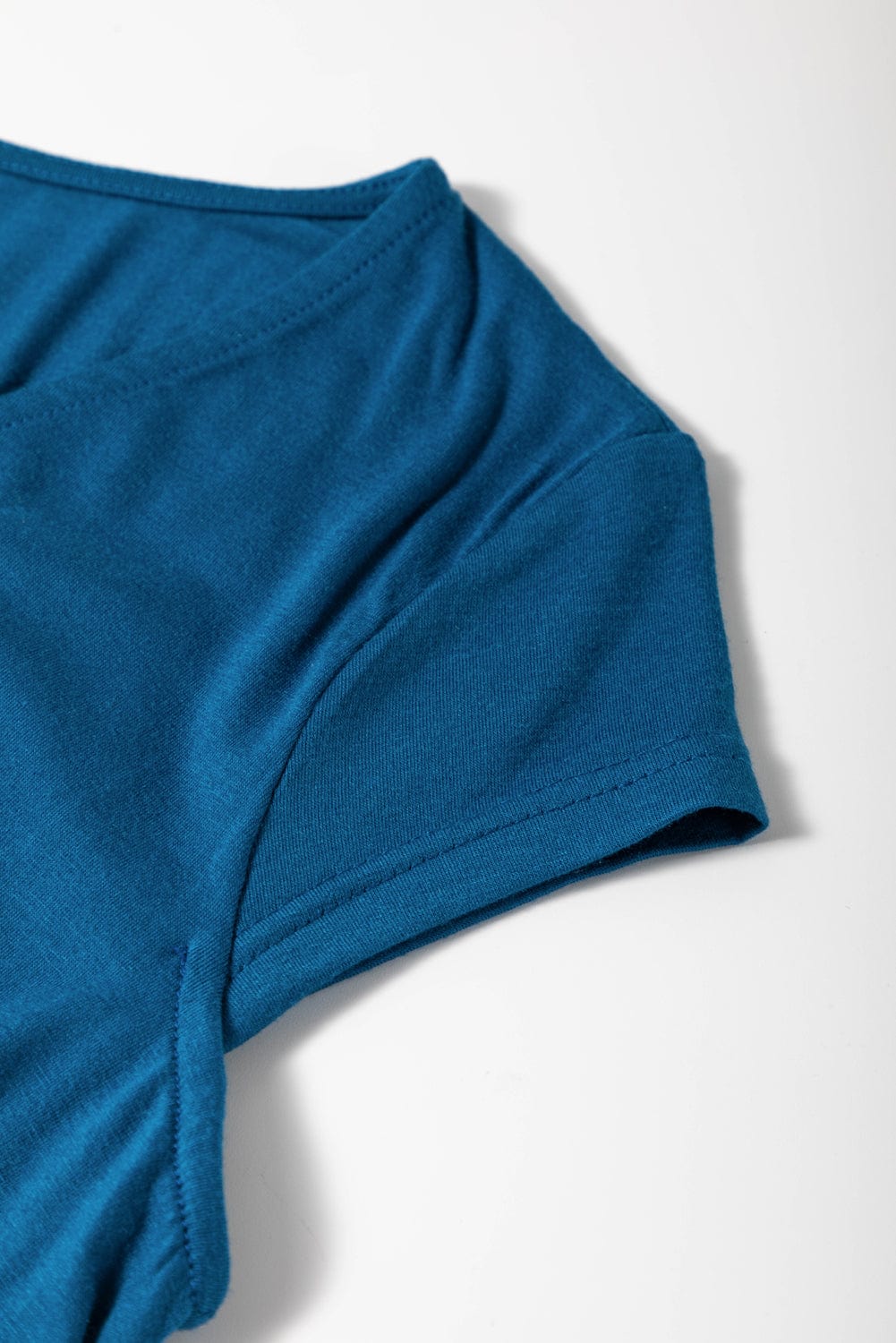 Peacock Blue V Neck Maxi Dress with Shirred High Waist