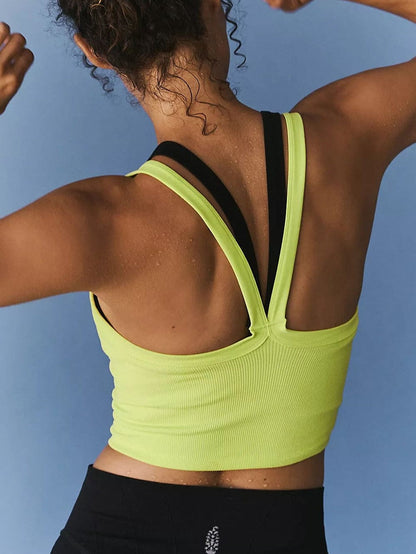 Pear Green Ribbed Crop Camisole - Active Style