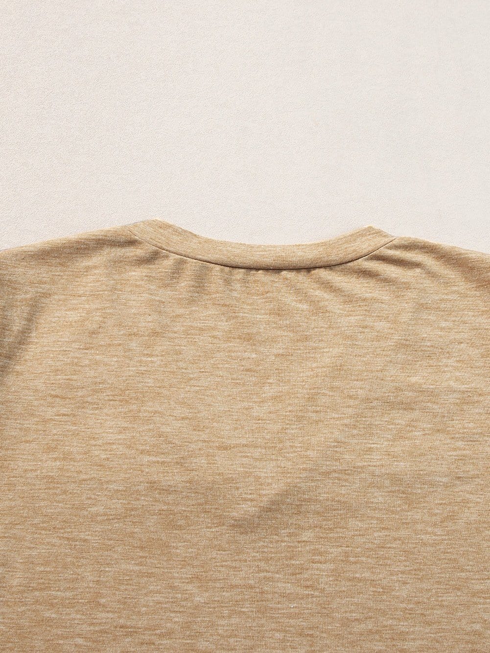 Petal Sleeve V Neck Pale Khaki Casual T Shirt