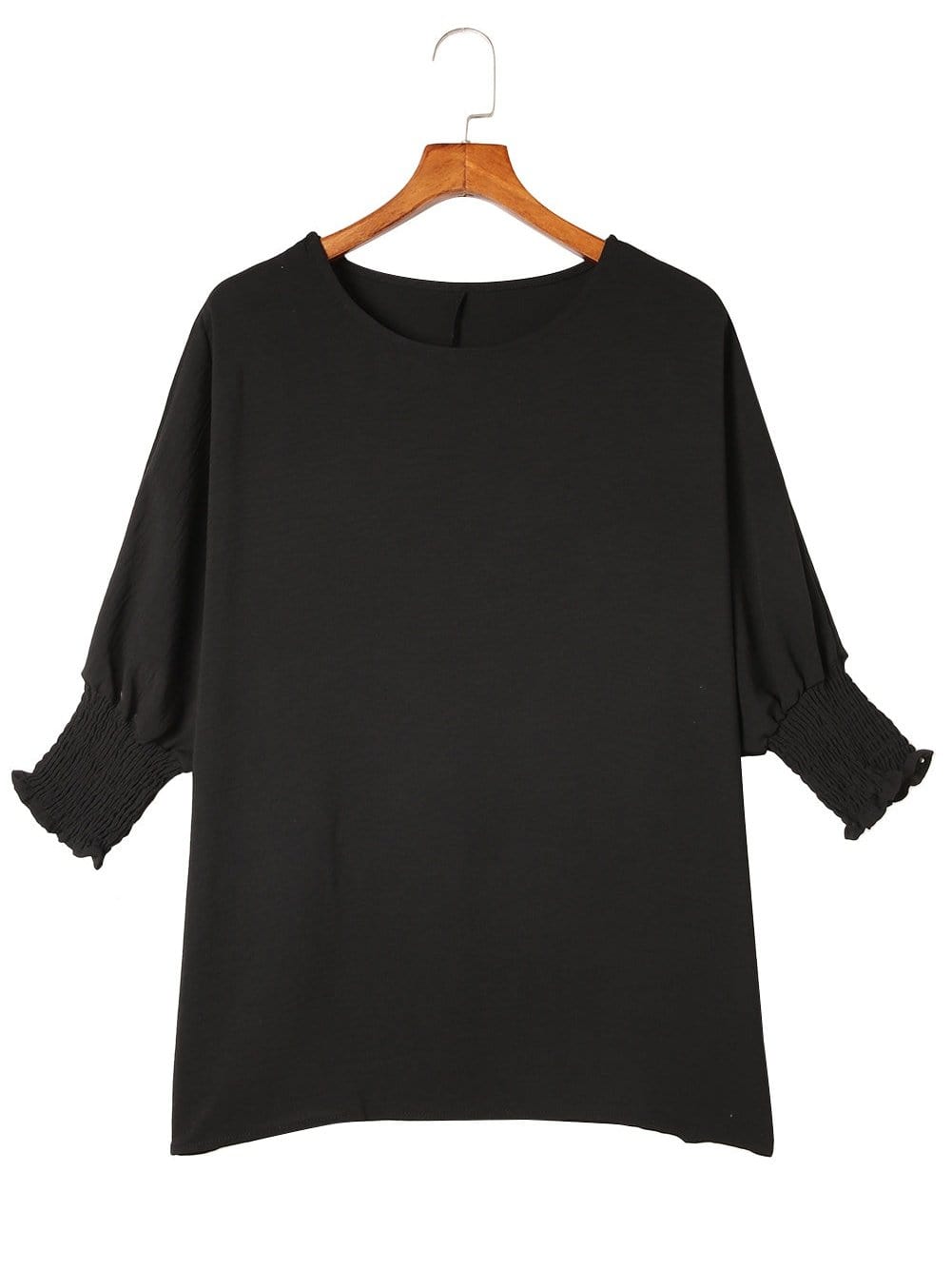 Petite Black Smocked Sleeve Blouse