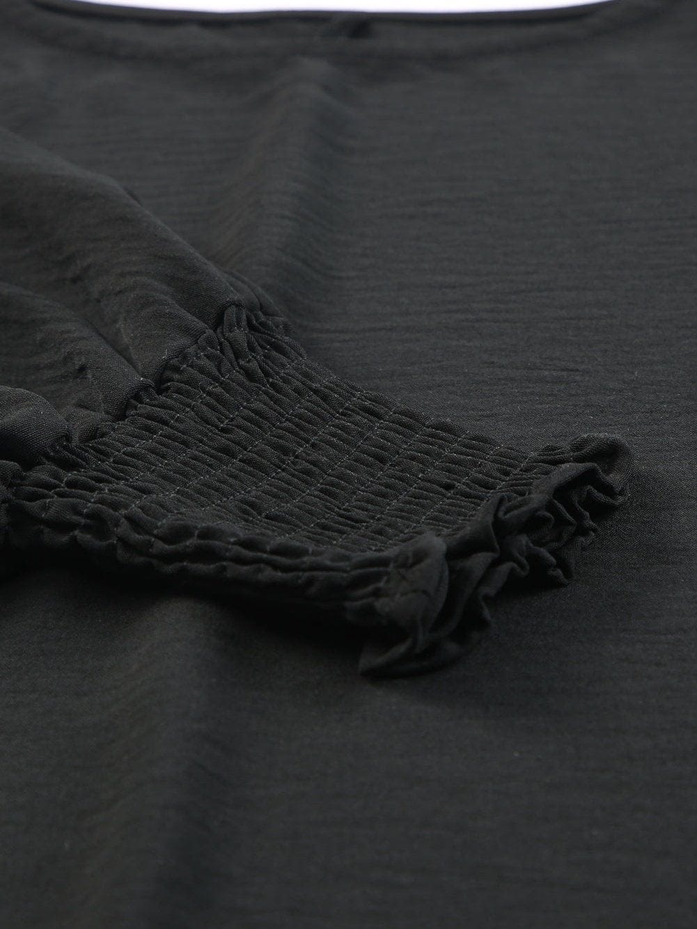 Petite Black Smocked Sleeve Blouse