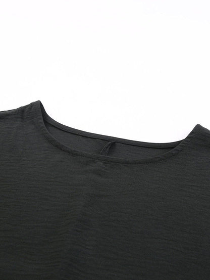 Petite Black Smocked Sleeve Blouse