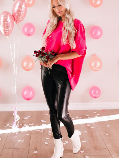 Petite Pink Smocked Sleeve Blouse