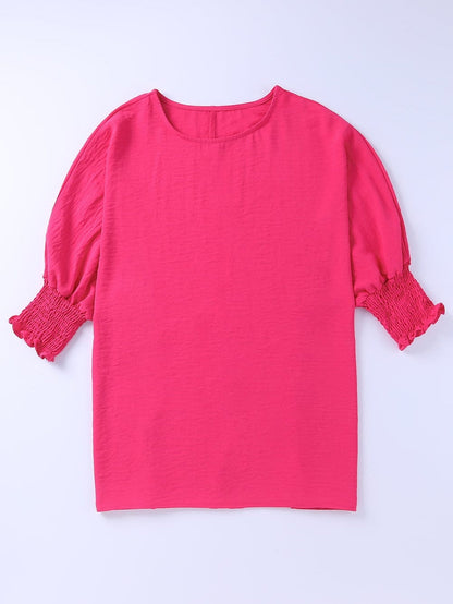 Petite Pink Smocked Sleeve Blouse