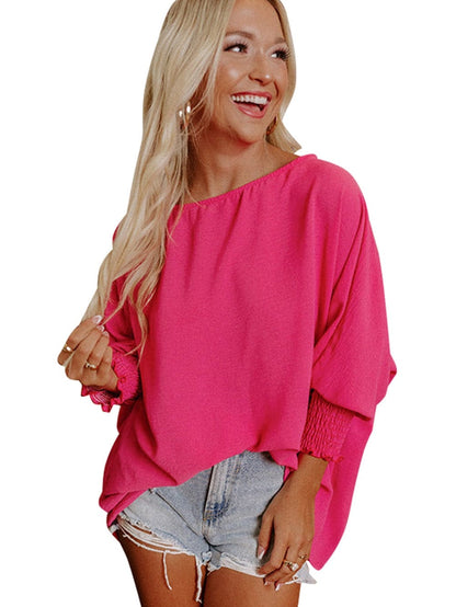 Petite Pink Smocked Sleeve Blouse
