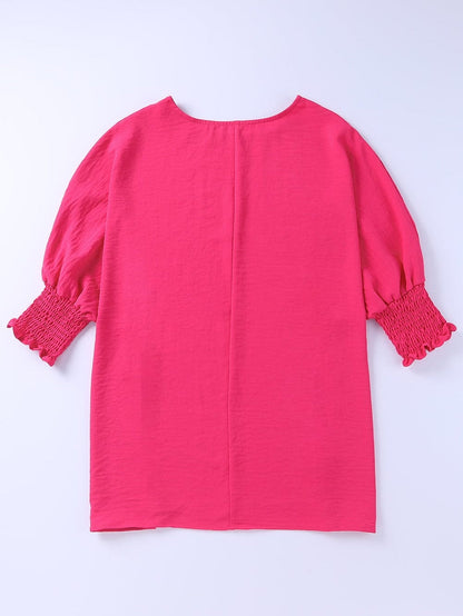 Petite Pink Smocked Sleeve Blouse