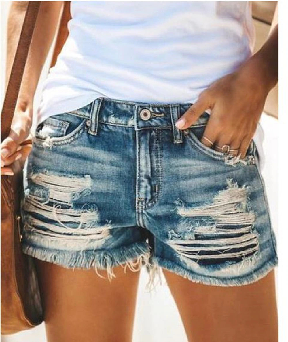 Women's Jeans Normal Denim Plain Blue Light Blue Fashion Mid Waist Short Casual Weekend Summer Spring &  Fall