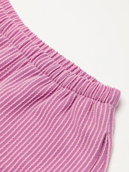 Phalaenopsis Ribbed Knit Tee and Shorts Set with Casual Style