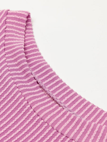 Phalaenopsis Ribbed Knit Tee and Shorts Set with Casual Style