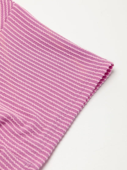 Phalaenopsis Ribbed Knit Tee and Shorts Set with Casual Style