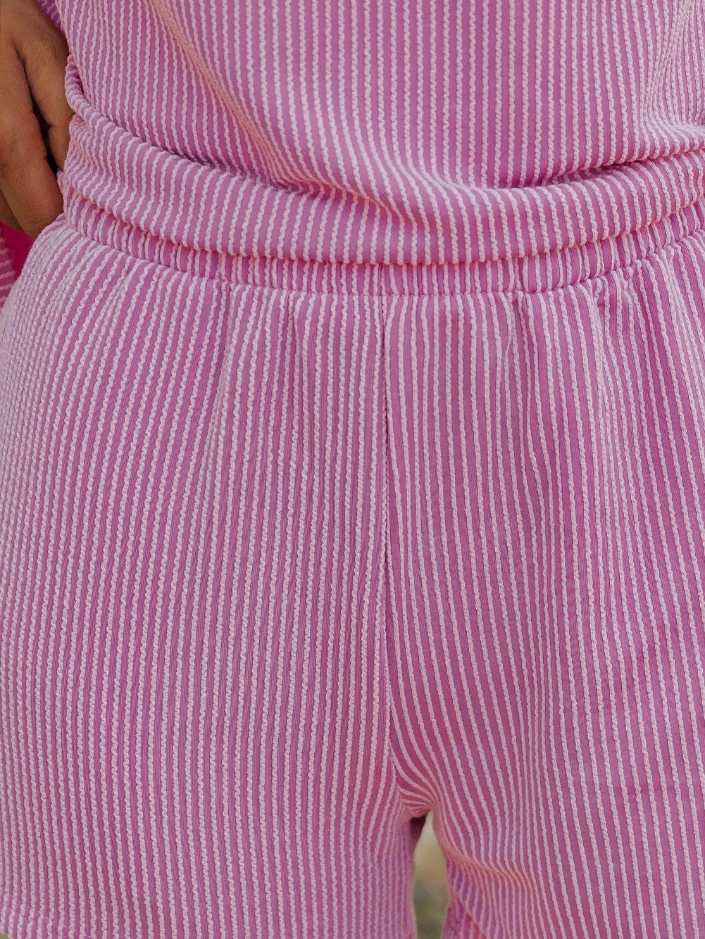 Phalaenopsis Ribbed Knit Tee and Shorts Set with Casual Style