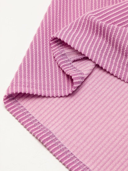 Phalaenopsis Ribbed Knit Tee and Shorts Set with Casual Style