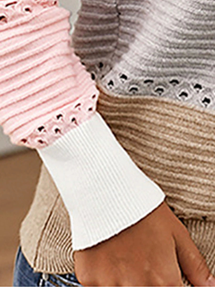 Women's Cardigan Sweater Hooded Ribbed Knit Acrylic Patchwork Zipper Hooded Spring Fall Outdoor Daily Going out Stylish Casual Soft Long Sleeve Color Block Black Pink Gray S M L