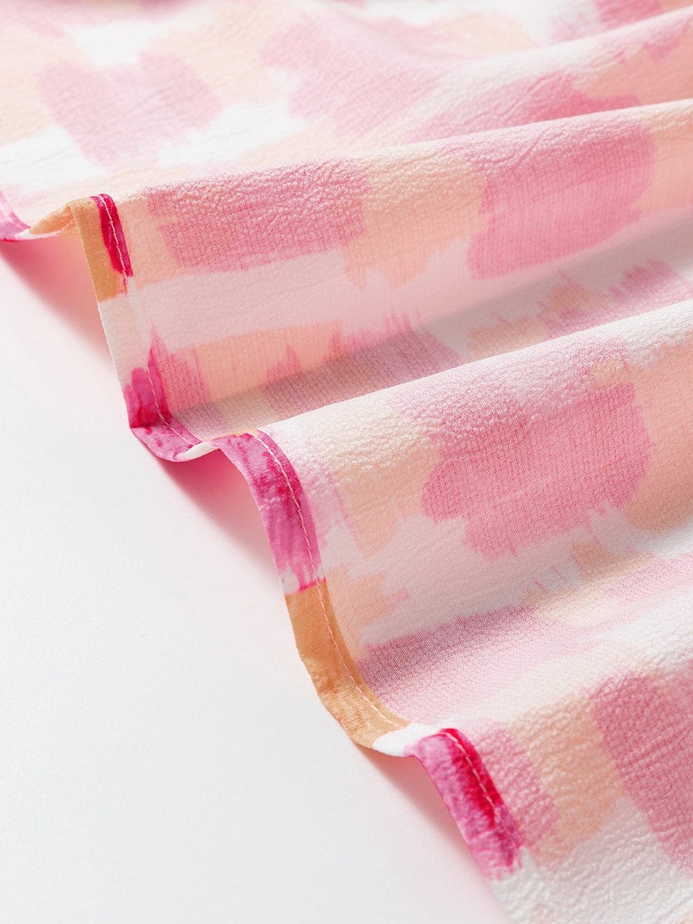 Pink Abstract Print Frilled Neck Sleeveless A-Line Mini Dress