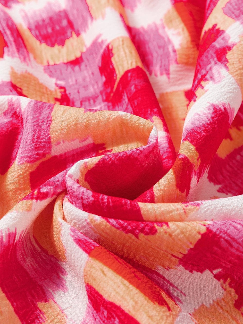 Pink Abstract Print Frilled Neck Sleeveless A-Line Mini Dress