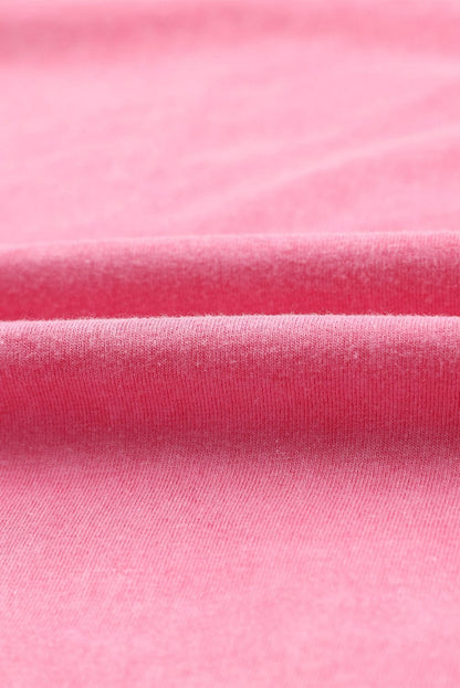 Pink Acid Wash Lace Chest Pocket Tee