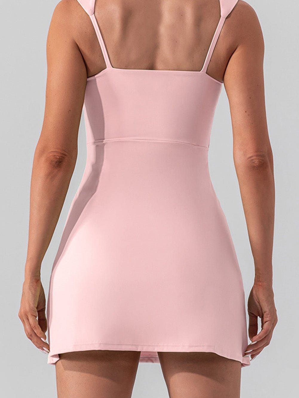 Pink Athletic Sheath Mini Dress with Side Slit