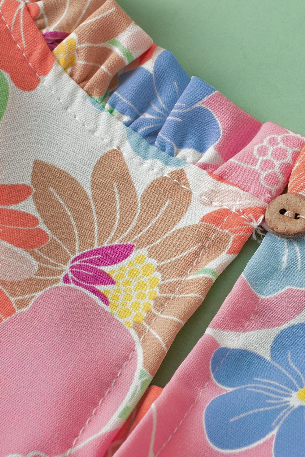 Pink Blossom Flutter Sleeve Pleated Blouse