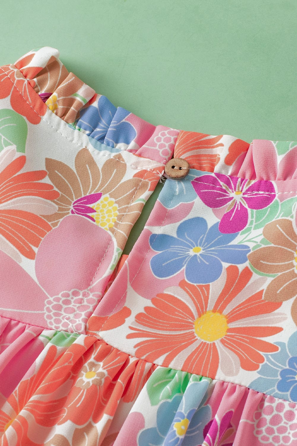 Pink Blossom Flutter Sleeve Pleated Blouse