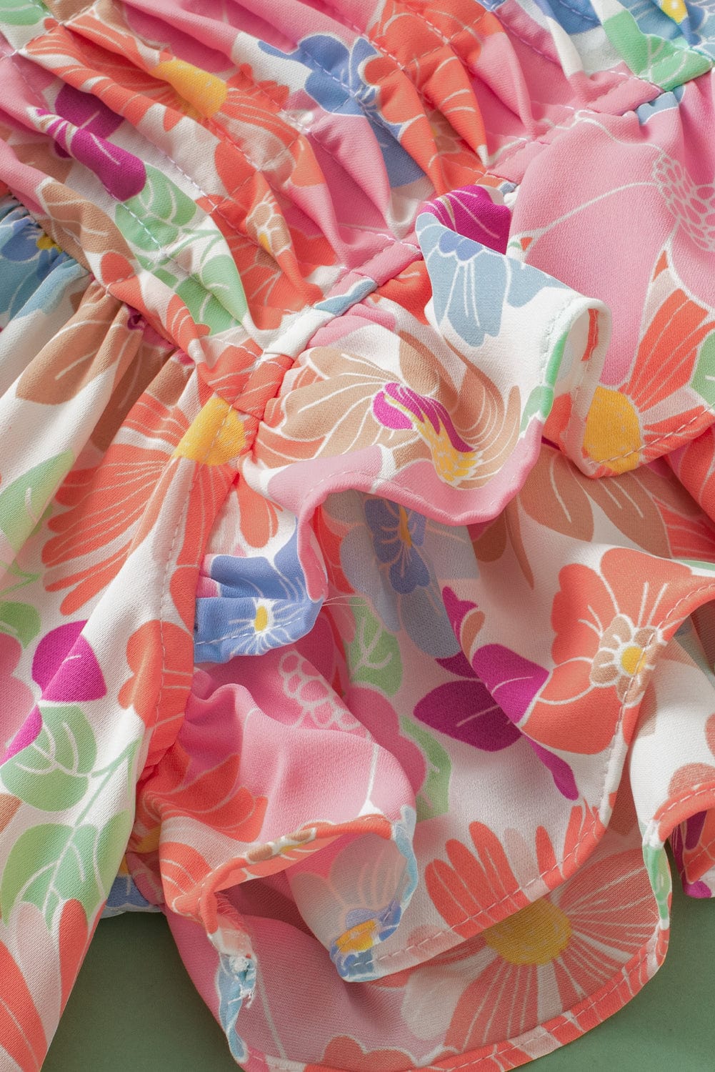 Pink Blossom Flutter Sleeve Pleated Blouse